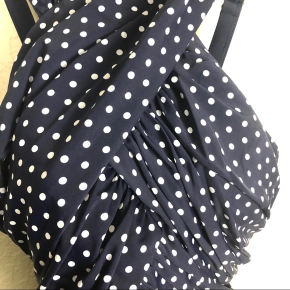 EUC High Neck Wrap One Pc Swimsuit Navy & White - Picture 5 of 8